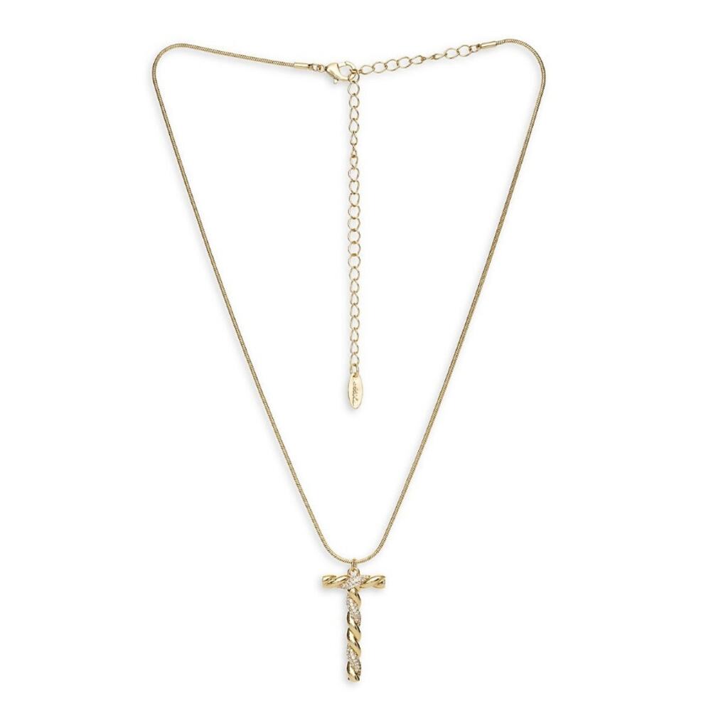 NEW ETTIKA REVOLVE 18K Goldplated Twisted Crystal Initial Pendant Necklace T